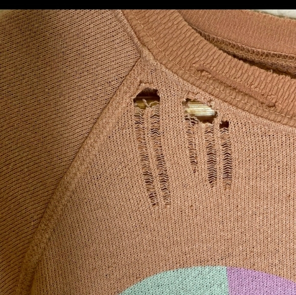 Wildfox Prism Heart Destroyed Sweater Tan - Picture 5 of 6